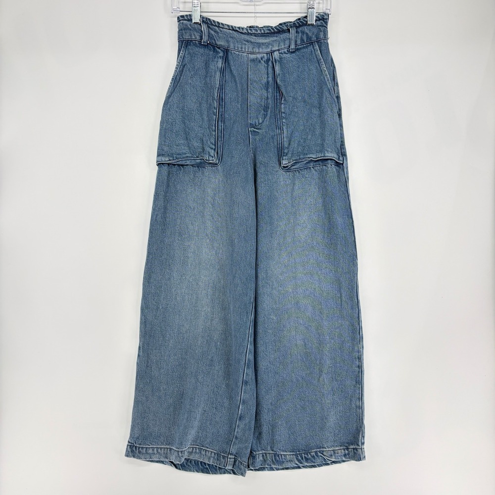 YFB Young Fabulous & Broke Blue Wide Leg Tencel Modal Paperbag Pants Small